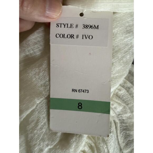 Babydoll Dress 8 Ivory Fairy Empire Spaghetti Strap Rosette Party Ethereal NEW - Picture 6 of 10